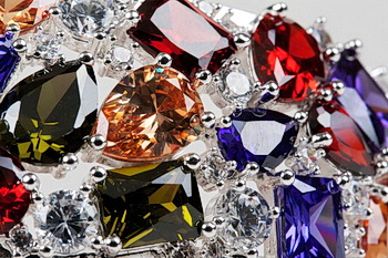 Gemstones close on a light background