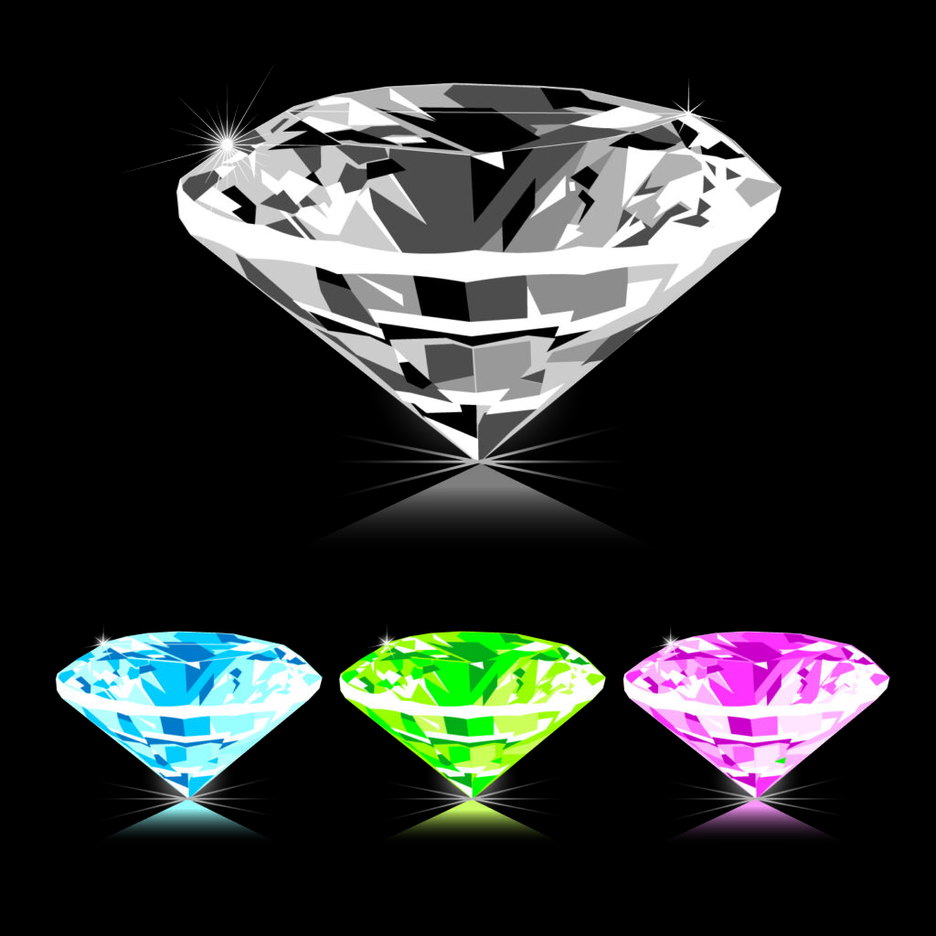 Colored Diamonds on a black background