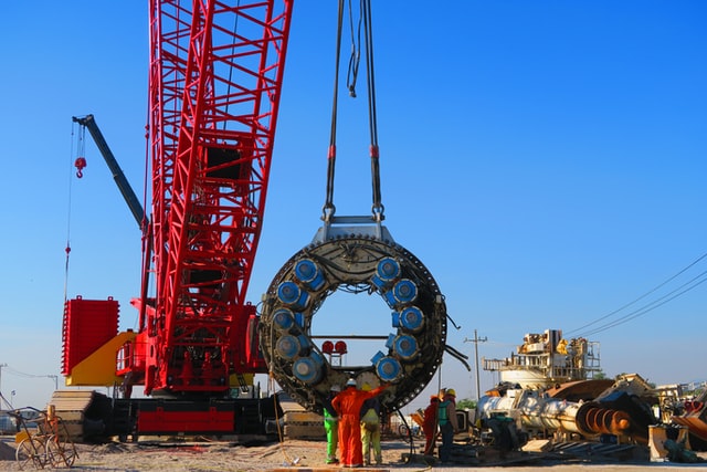 Preparation for TBM cutting head to be lowered into a tunnel