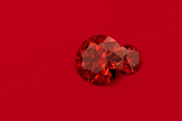 Red Beryl mineral on a red background