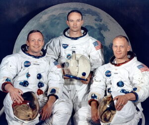 The Apollo 11 crew: Armstrong, Michael Collins, and Buzz Aldrin.