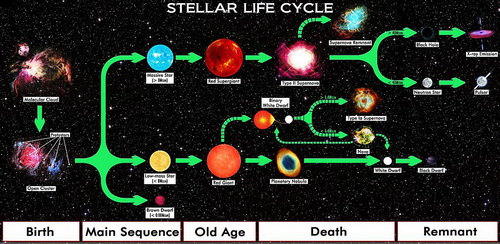 Illustration of a star's life cycle