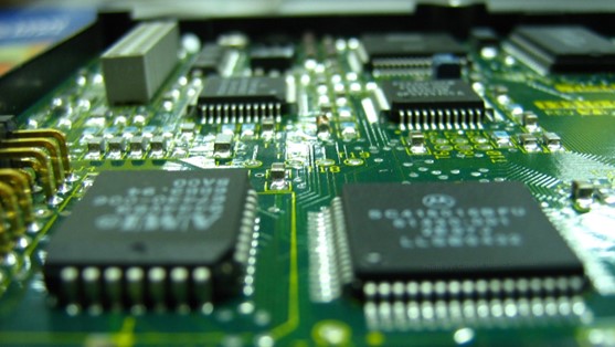 Close up photo of a motherboard