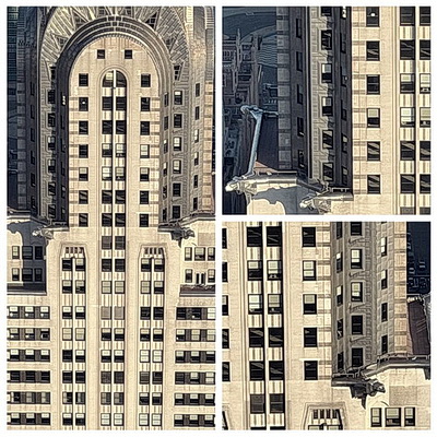 Close up collage of the Chrysler Building