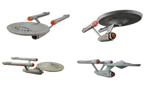 Four views of the Star Ship Enterprise