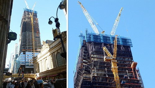 Dual collage of Vandebilt Building in NYC under construction